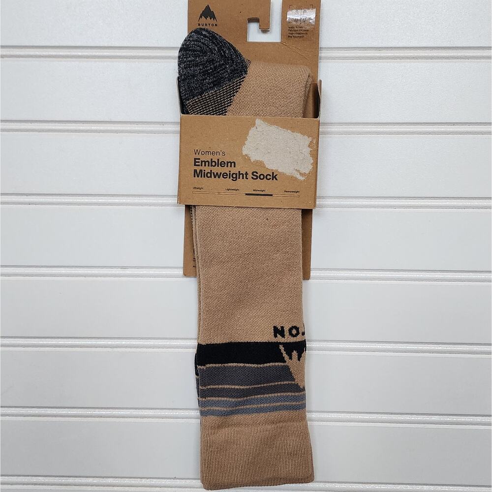 Burton Women's Midweight Crew Socks - Tan and Black